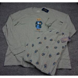 Ralph Lauren Polo Bear Mens Gray Sleepwear Pajama Set Sz XL New With Tags